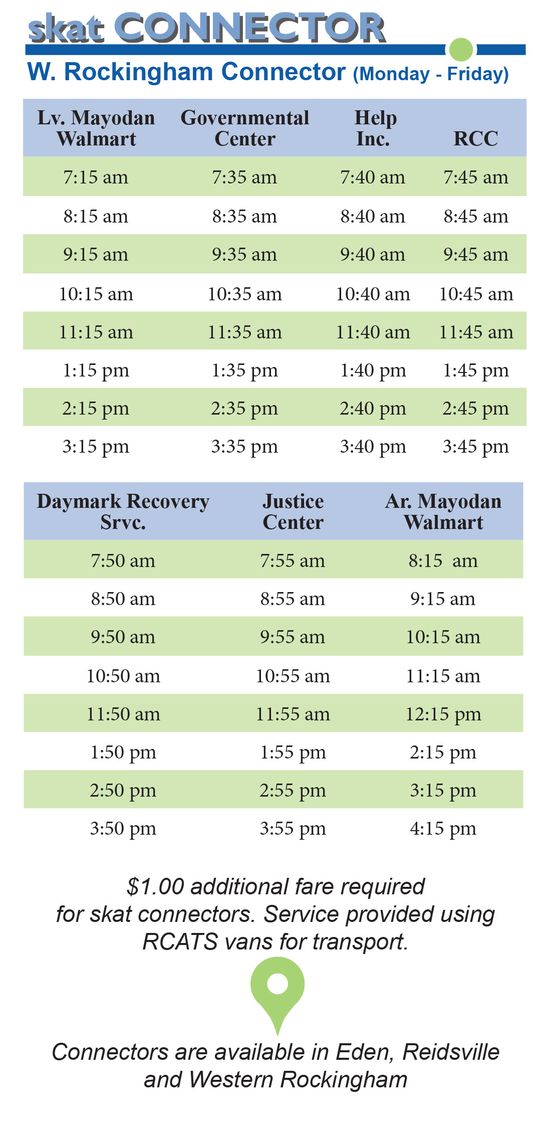 Western Connector Schedule